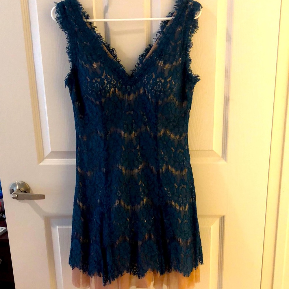 Turquoise and Rose gold lace dress!!